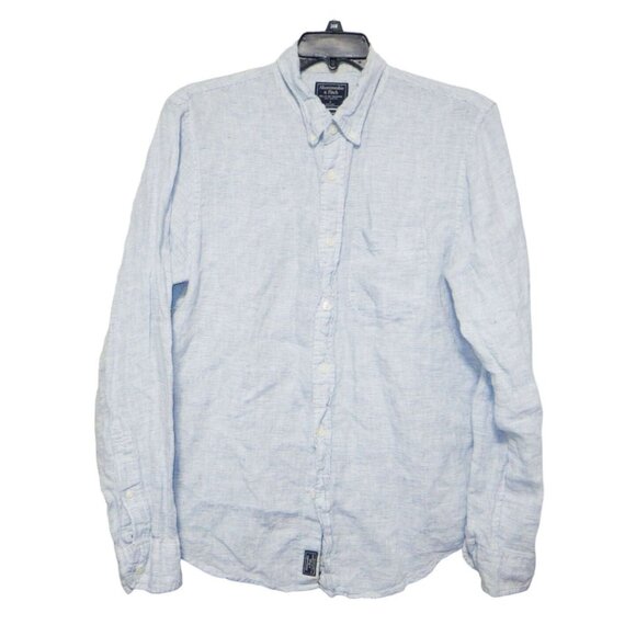 Abercrombie & Fitch Other - Abercrombie & Fitch Button Down Dress Shirt Blue White Stripe Linen Mens Large